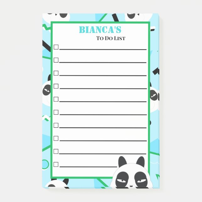 Peekaboo Blauer Panda Bär Post-it Klebezettel (Vorderseite)