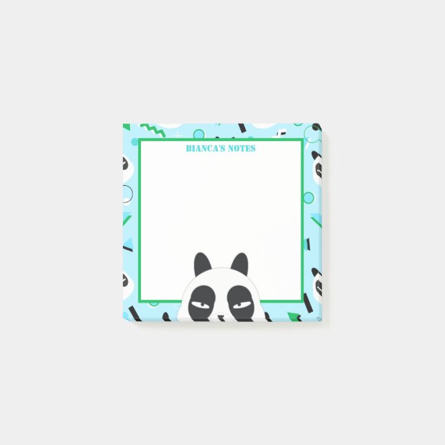 Peekaboo Blauer Panda Bär Post-it Klebezettel (Vorderseite)