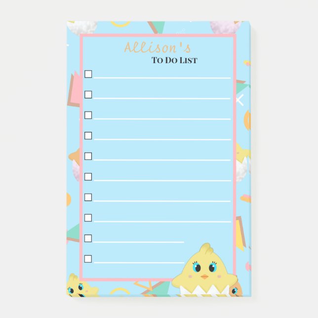 Peekaboo Blue Baby Chick Notes Post-it Klebezettel (Vorderseite)