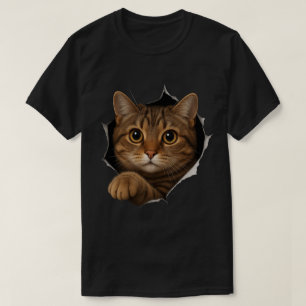 Peekaboo Cat Design - Niedliche 3D Illusion Kitty  T-Shirt