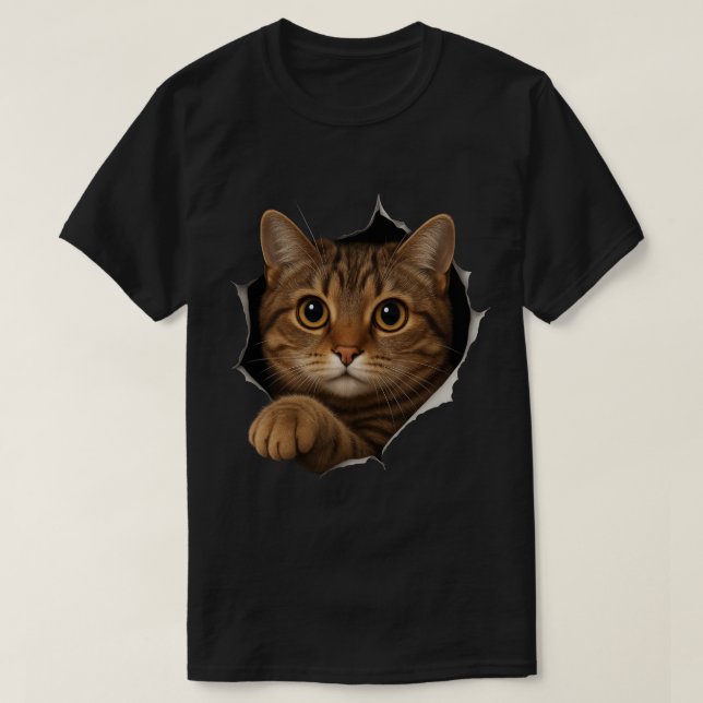 Peekaboo Cat Design - Niedliche 3D Illusion Kitty  T-Shirt (Design vorne)