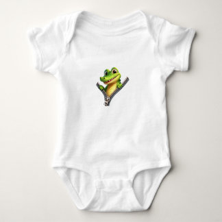 Peekaboo Croc Zipper Design Baby Strampler