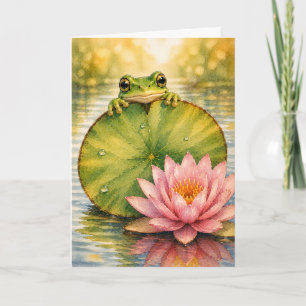 Peekaboo Frosch Seerosenblatt Wasserfarben Leere G Karte