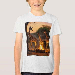 Peekaboo Giraffes Cartoon T-Shirt Tri-Blend Shirt
