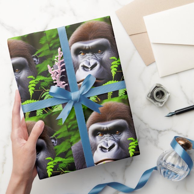 Peekaboo Gorilla, Wrapping Paper Geschenkpapier (Schenken)