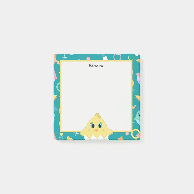 Peekaboo Green Baby Chick Post-it Klebezettel (Vorderseite)