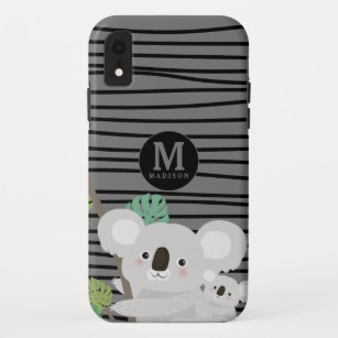 Peekaboo-Koala-Mutter-und Baby-Streifen-Monogramm Case-Mate iPhone Hülle