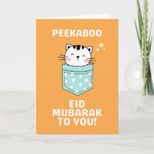 Peekaboo Niedlich Cat Eid Mubarak Eid Card Feiertagskarte