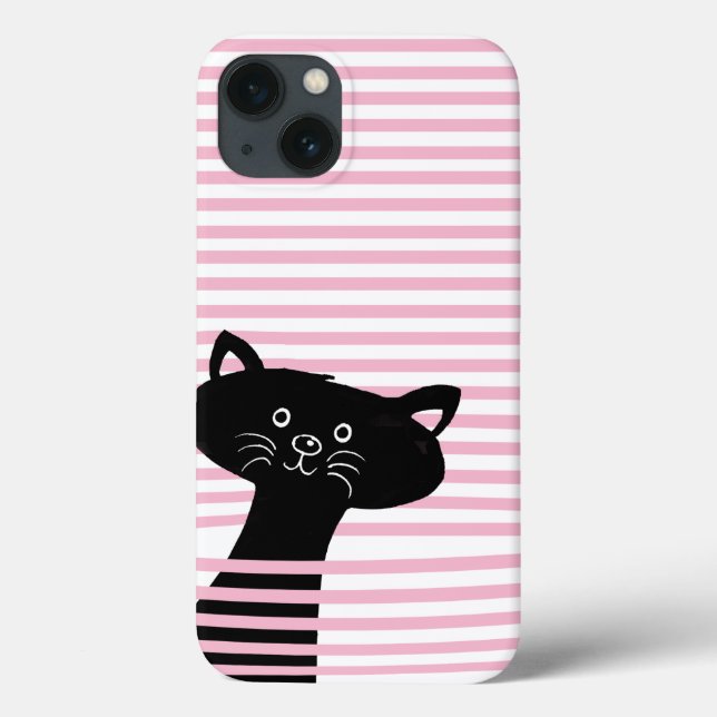 Peekaboo! Niedlicher Black Cat Phone Case (Rückseite)