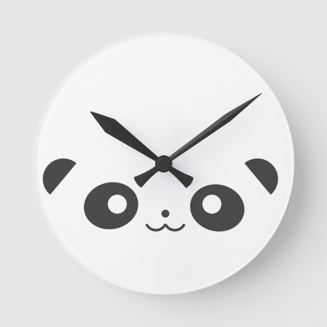 Peekaboo-Panda Runde Wanduhr (Vorderseite)