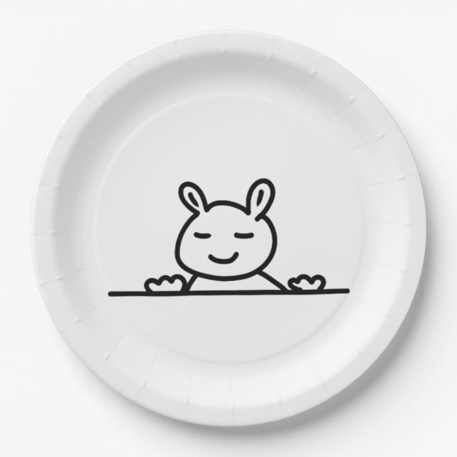 Peekaboo Rabbit Cartoon Sketch Classic Pappteller (Vorderseite)