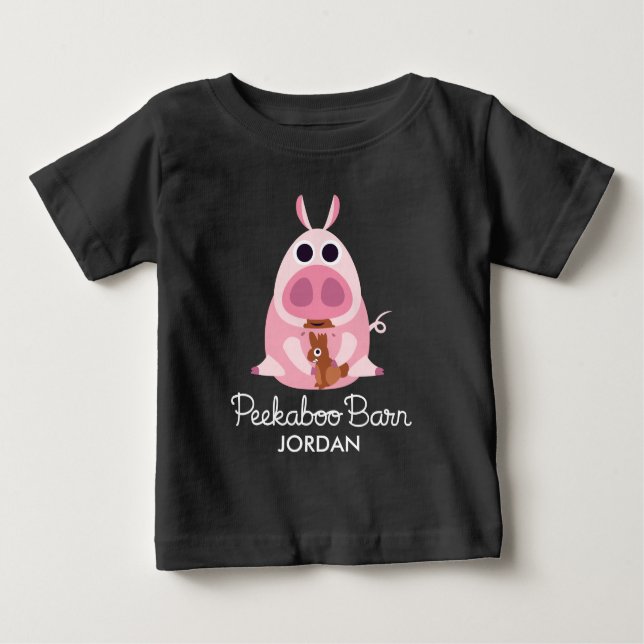 Peekaboo-Scheune Ostern | misstrauisch das Schwein Baby T-shirt (Vorderseite)