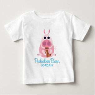Peekaboo-Scheune Ostern misstrauisch das Schwein Baby T-shirt