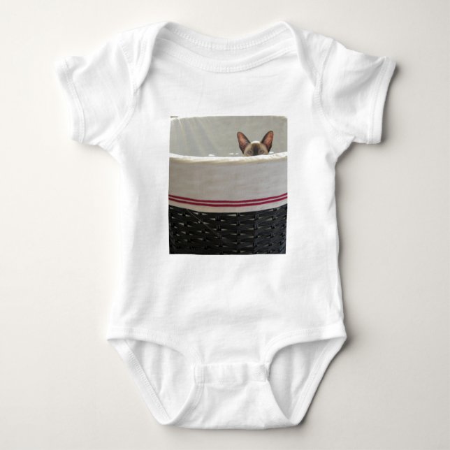 Peekaboo-siamesisches Kätzchen-Shirt Baby Strampler (Vorderseite)