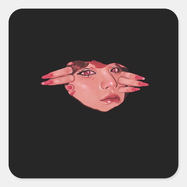 Peekaboo - Sloth Design Vibes Quadratischer Aufkleber (Vorderseite)