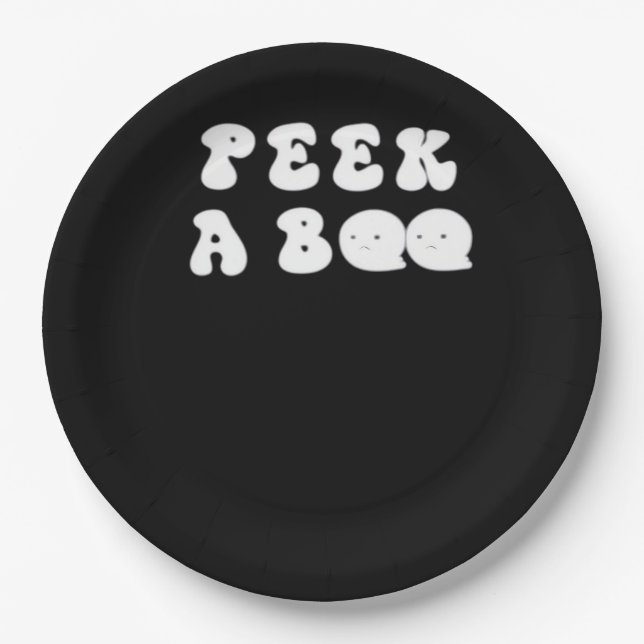 Peekaboo Spooky Slogan Pappteller (Vorderseite)