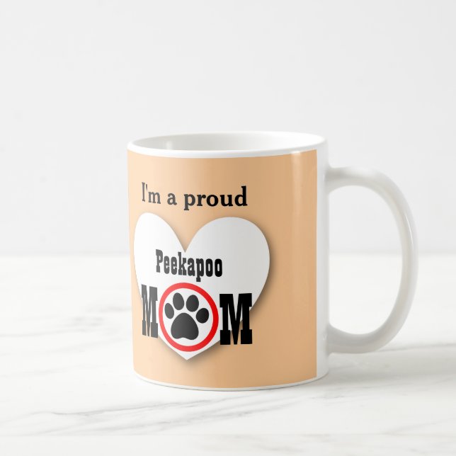 PEEKAPOO Mama-Hundeliebhaber-Tatzen-Druck-Geschenk Tasse (Rechts)