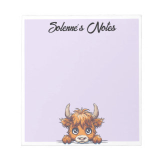 Peeking Baby Highland Longhorn Cow Notizblock