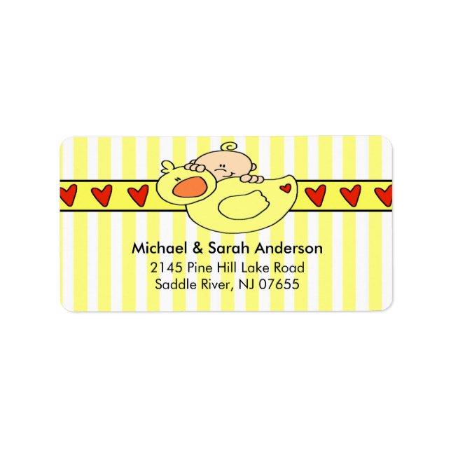 Peeking Baby mit Duck Address Label Adressaufkleber (Vorne)
