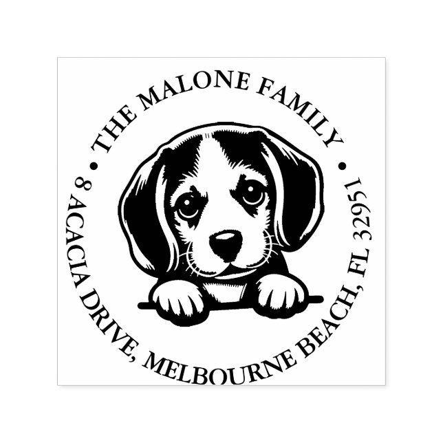 Peeking Beagle Welpe Personalisiertes Thema Permastempel (Design)