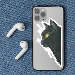 Peeking Black Cat Kitty Face Aufkleber