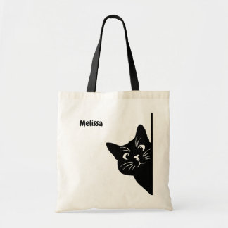 Peeking Black Cat Personalized Gift for Cat Lovers Tragetasche