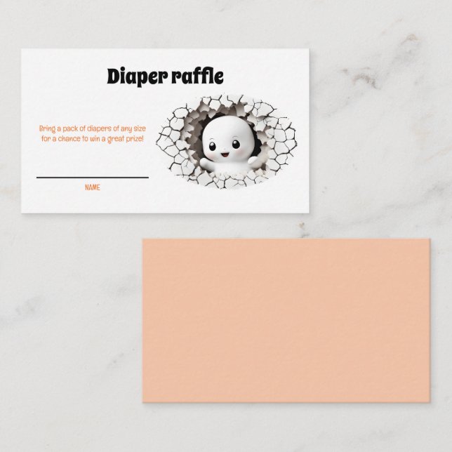Peeking Boo Ghost Baby Dusche Windel Raffekarte Begleitkarte (Vorne/Hinten)