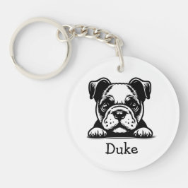Peeking Boxer Terrier Puppy Personalisiert Schlüsselanhänger