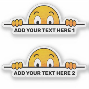 Peeking-Cartoon mit benutzerdefinierter Textkontur Aufkleber