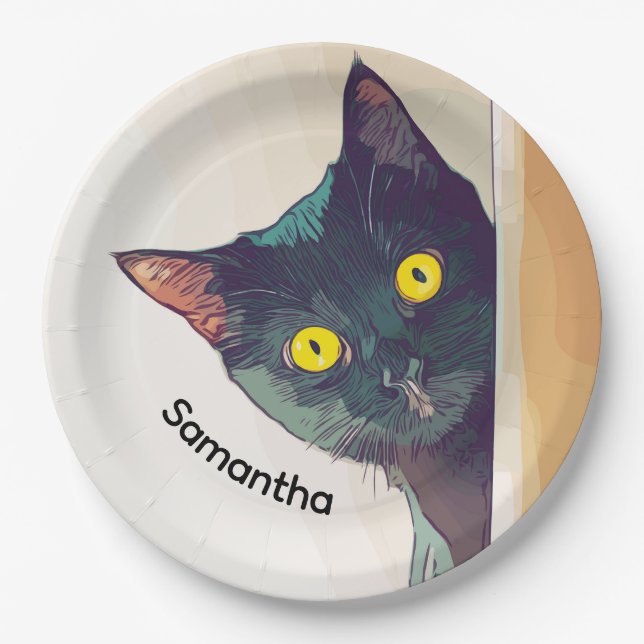 Peeking Cat Design Paper Plate Pappteller (Vorderseite)