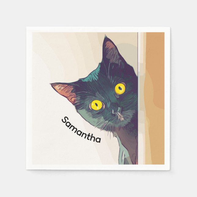Peeking Cat Design Paper Serviette (Vorderseite)