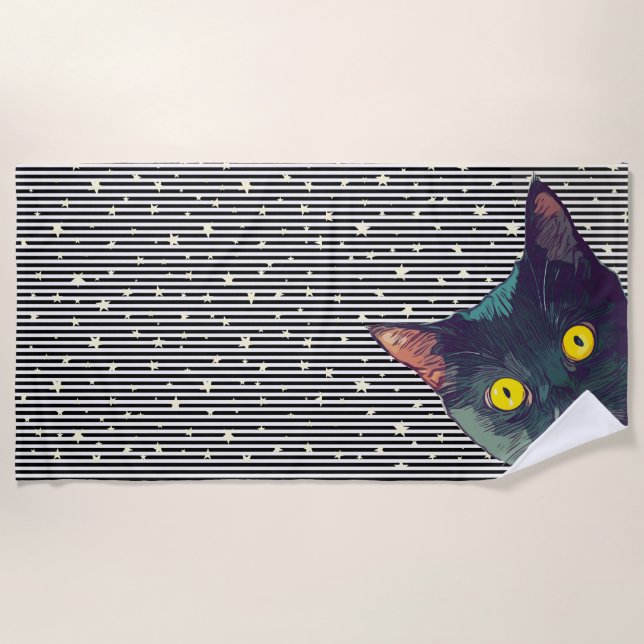Peeking Cat Design Strandtuch (Vorderseite)