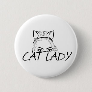 Peeking Cat Lady Button