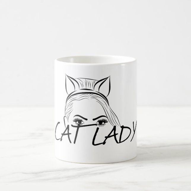 Peeking Cat Lady Kaffeetasse (Mittel)