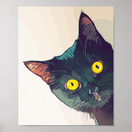 Peeking Cat Poster