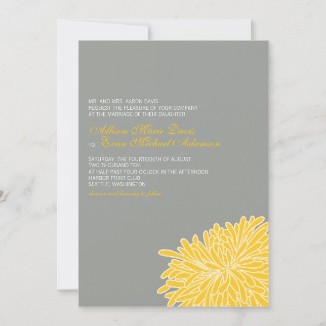 Peeking Chrysanthemum Hochzeit Einladung (Vorderseite)