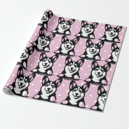 Peeking Corgi Pink Personalisiertes Thema Geschenkpapier
