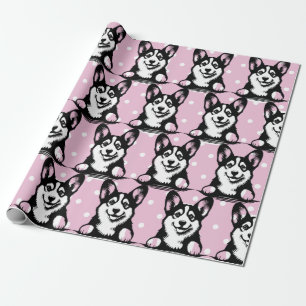 Peeking Corgi Pink Personalisiertes Thema Geschenkpapier