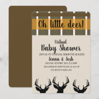 Peeking Deer Antlers Kariert Virtual Baby Shower
