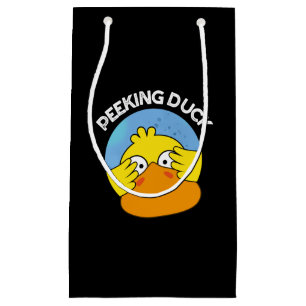 Peeking Duck Funny Animal Chinese Disc Pun Dark BG Kleine Geschenktüte