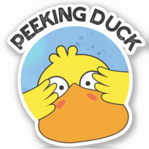 Peeking Duck Funny Animal Disc Pun Aufkleber