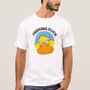 Peeking Duck Funny Animal Disc Pun T-Shirt