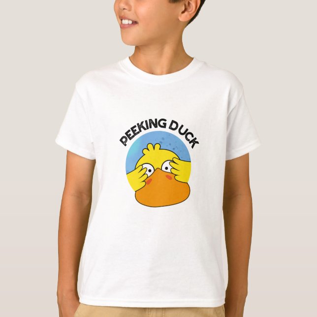 Peeking Duck Funny Animal Disc Pun T-Shirt (Vorderseite)