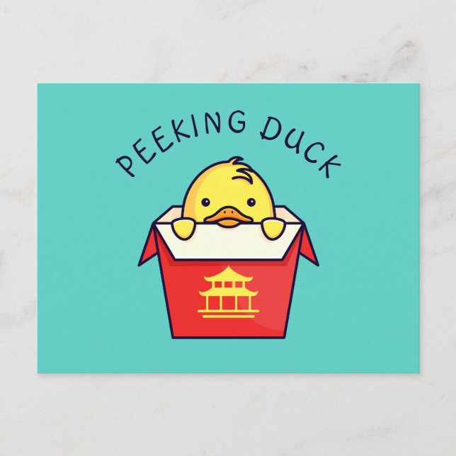 Peeking Duck Pun Postkarte (Vorderseite)