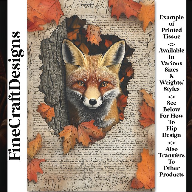 Peeking Fox Herbstleaves Ephemera BK4 Decoupage Seidenpapier (Von Creator hochgeladen)