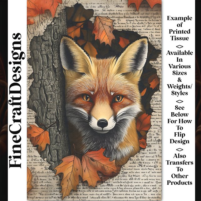 Peeking Fox Herbstleaves Ephemera BK5 Decoupage Seidenpapier (Von Creator hochgeladen)