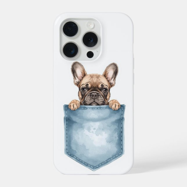 Peeking French Bulldog Pocket Phone Case iPhone Hülle (Rückseite)