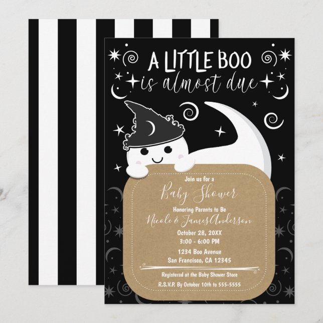 Peeking Ghost Hexenhimmel Halloween Boo Babydusche Einladung (Vorne/Hinten)
