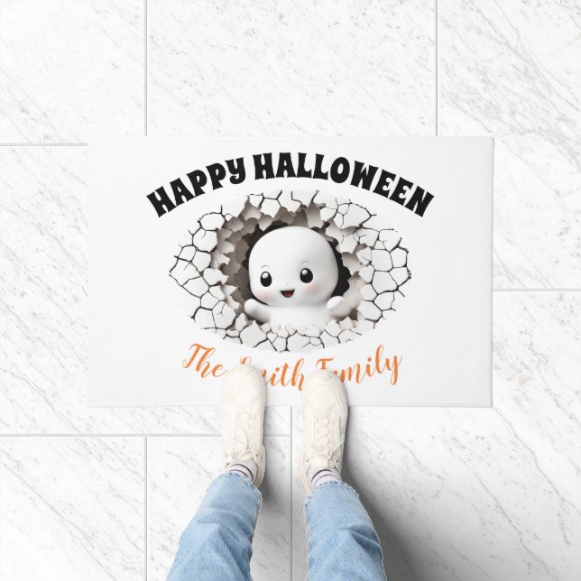 Peeking Ghost Name Funny Halloween Doormat Fußmatte (Indoor)