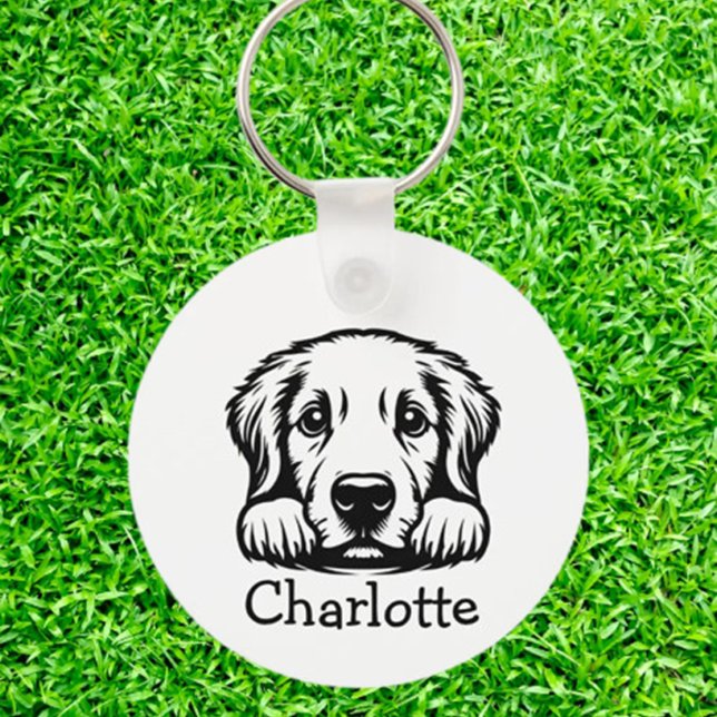 Peeking Labrador Puppy Personalisiert Schlüsselanhänger (Carry your love for Labradors everywhere with a Peeking Labrador Puppy Personalized Keychain.)